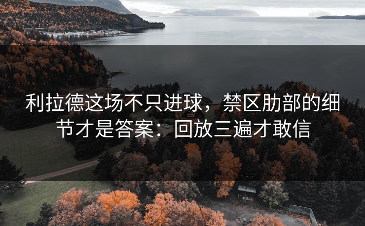 利拉德这场不只进球，禁区肋部的细节才是答案：回放三遍才敢信