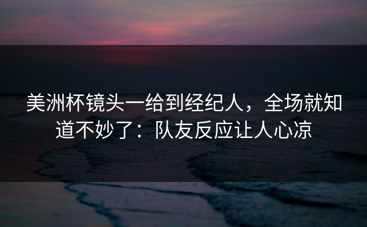 美洲杯镜头一给到经纪人，全场就知道不妙了：队友反应让人心凉