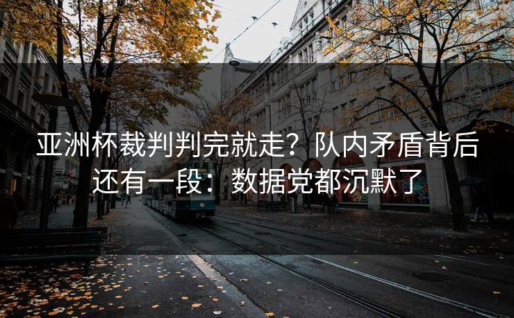 亚洲杯裁判判完就走？队内矛盾背后还有一段：数据党都沉默了