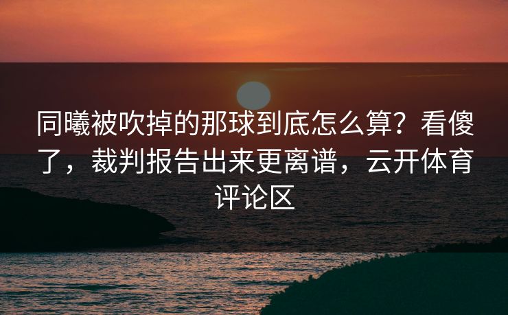 同曦被吹掉的那球到底怎么算？看傻了，裁判报告出来更离谱，云开体育评论区
