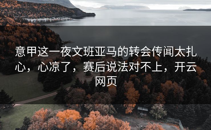 意甲这一夜文班亚马的转会传闻太扎心，心凉了，赛后说法对不上，开云网页